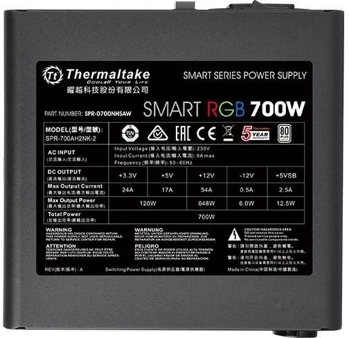 Maitinimo blokas - Thermaltake Smart RGB 700 W Juodas
