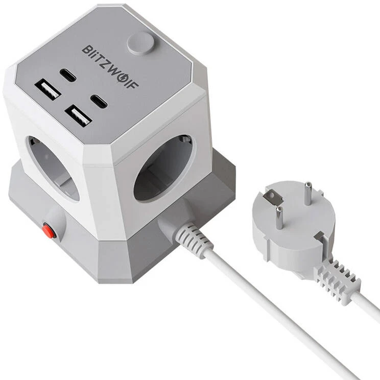 BlitzWolf BW-EC1 4xAC 2xUSB-A 2xUSB-C prailgintuvas