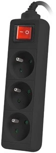 LANBERG PS1-03E-0300-BK 3M Juodas LANTERGE CURVE 3X 230V PL SU GRANDINĖS IŠJUNGIKLIU PILNAS VARINIS