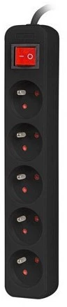 LANBERG PS1-05E-0150-BK 1.5M Juodas LANTERGE CURVE 5X 230V PL su grandinės pertraukikliu, pilnai varinis