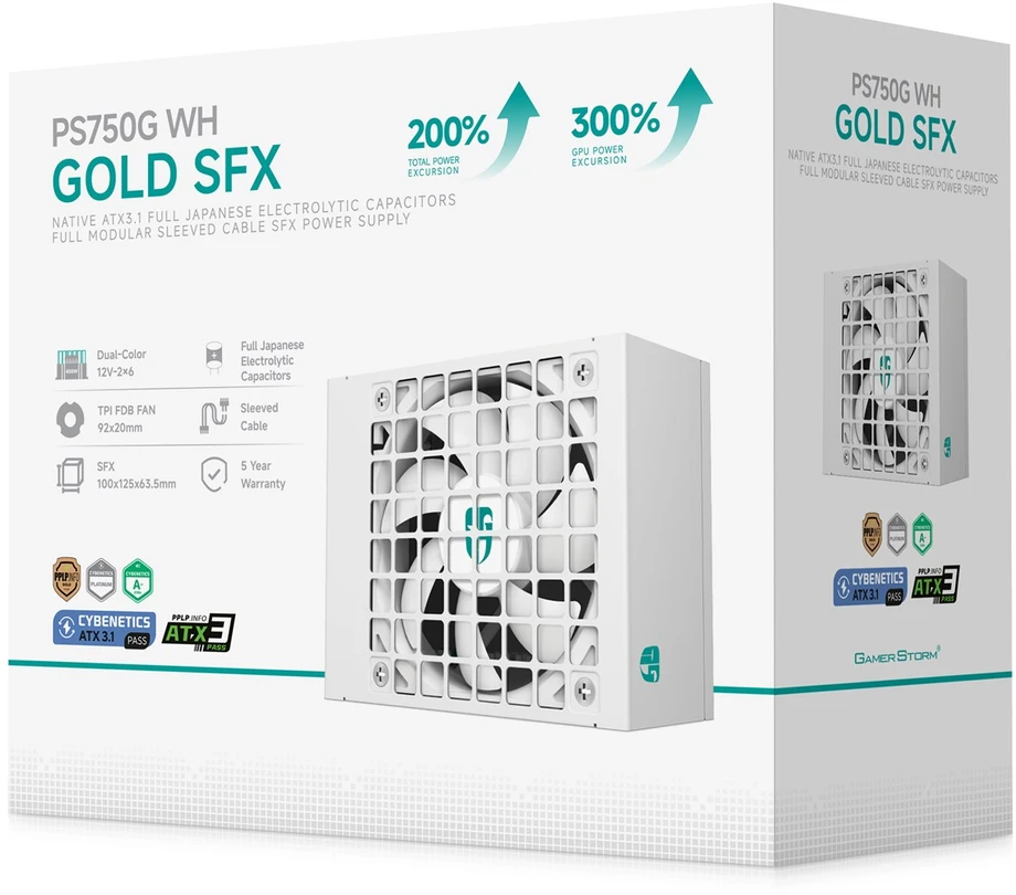 DeepCool Gamer Storm PS750G WH maitinimo blokas 750 W 20+4 kontaktų ATX ATX Baltas