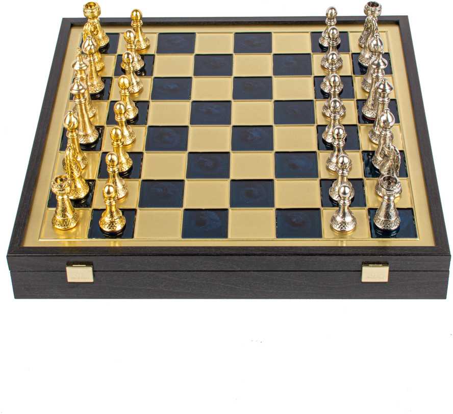 Manopoulos „Classic Metal Staunton“ Metalinių Šachmatų Rinkinys Su 41cm Lenta