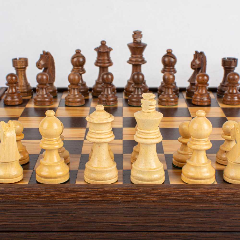 Manopoulos Olive Burl Šachmatų Rinkinys 27x27cm Su Stauntono Šachmatų Figūrėlėmis