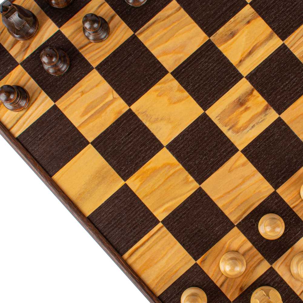 Manopoulos Olive Burl Šachmatų Rinkinys 43x43cm Su Stauntono Šachmatų Figūrėlėmis