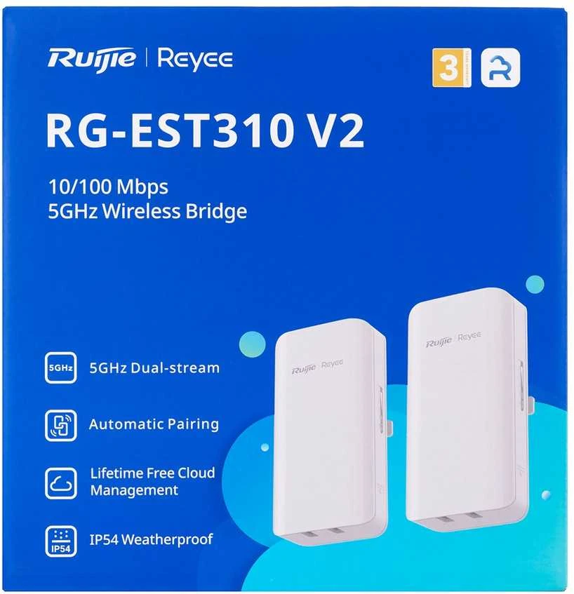 Maršrutizatorius Belaidis Bridge perdavimo įrenginys Ruijie RG-EST310 V2 (5 GHz, Dual-stream 802.11ac, 1KM)