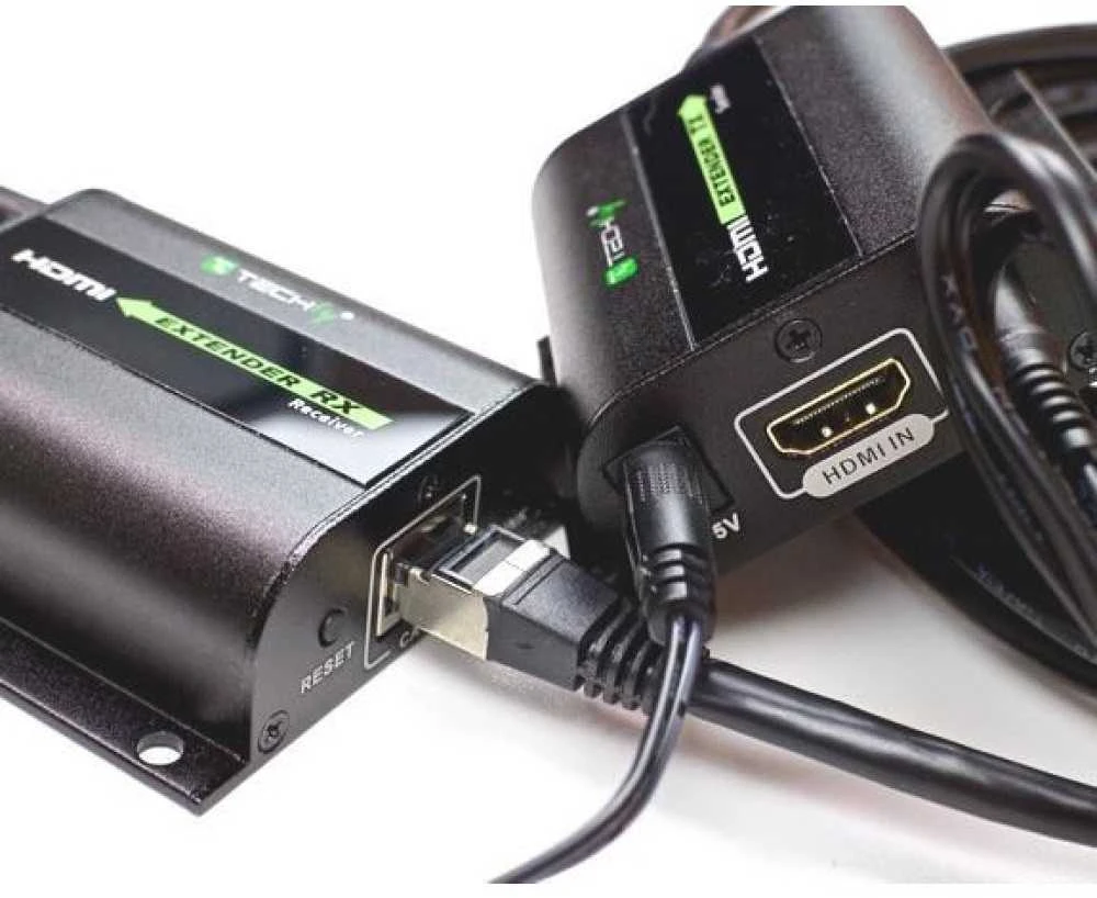 Techly IDATA EXT-E70I vaizdo ir garso signalų ilgintuvas AV siųstuvas ir imtuvas Juoda