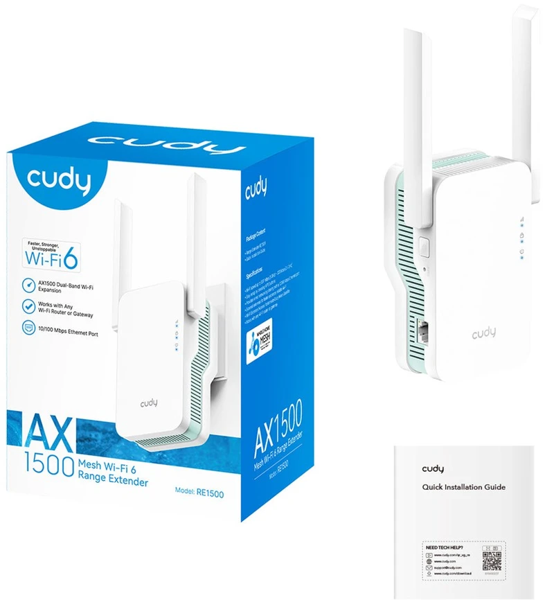 CUDY RE1500 Mesh Wi-Fi 6 signalo stiprintuvas