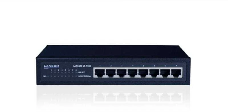 Šakotuvas Tinklo Įranga - LANCOM Jungiklis GS-1108 8-Port Gigabit Ethernet 16 Gbps Be Ventiliatoriaus