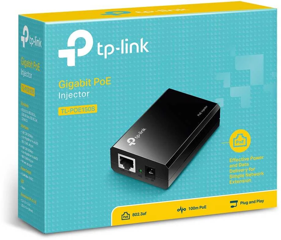 TP-LINK | PoE injektorius 15.4W | TL-PoE150S | Ethernet LAN (RJ-45) jungtys 2x10/100/1000