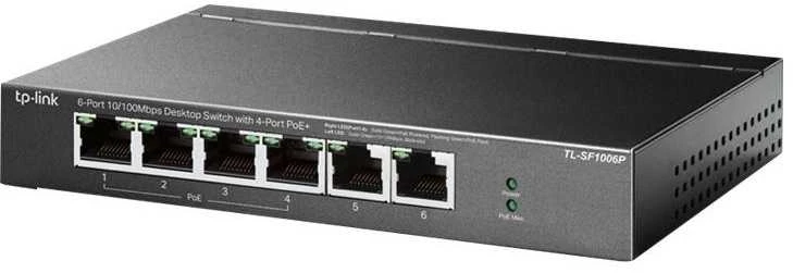 Šakotuvas TP-LINK | Jungiklis | TL-SF1006P | Nevaldomas | Darbalaukis | 10/100 Mbps (RJ-45) jungtys kiekis 6 | PoE+ jungtys kiekis 4 | Maitinimo tipas Išorinis