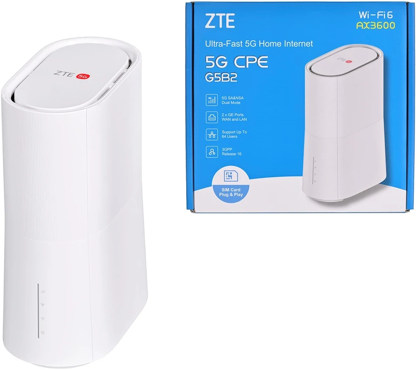 Belaidis maršrutizatorius ZTE G5B2, Wi-Fi 6 (802.11ax), AX3600 (dvijuostis), Gigabit