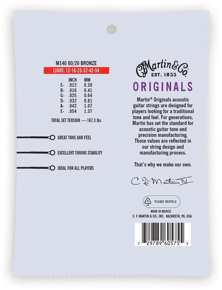 Martin Strings Martin MA140 Light (12-54) - akustinės gitaros stygos