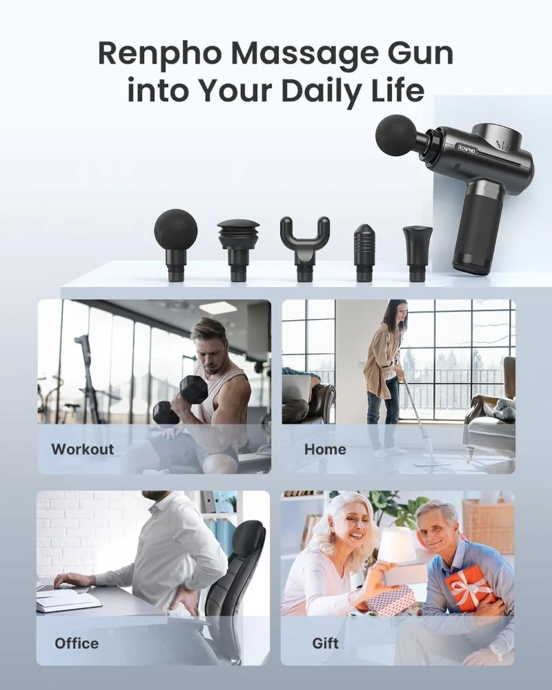 Masažuoklis - RENPHO Active Massage Gun GM171, 3200 RPM, 50 lbs Force, Juoda