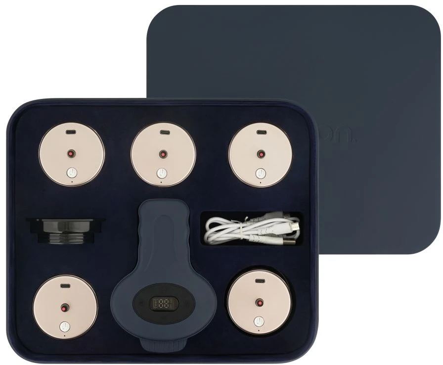 Masažuoklis - Medivon Celestine Elektrinis Vakuuminio Masažo Aparatas, 12 Lygių, 6 Galvutės, USB-C, 1 800 mAh