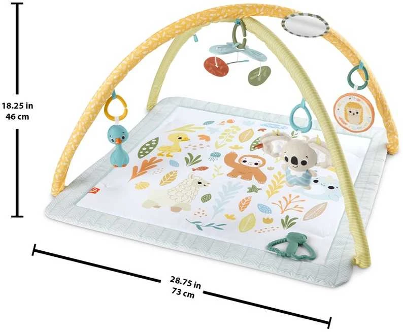 Mattel Fisher-Price Simply Senses naujagimio mankštos kilimėlis su 6 sensoriniais žaisliukais