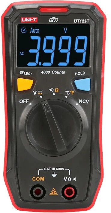 Skaitmeninis multimetras, CAT III 600V, NCV, 600V AC/DC, 20MOm, -40~300C, 4000, UNI-T