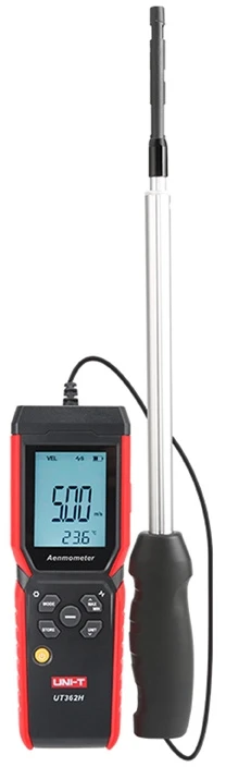 Termo anemometras ; 0~30m/s; -20~70C; 0~999900m³/min, pasirenkama ortakių forma, UNI-T