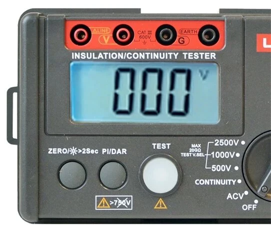 Matuoklis - UNI-T UT502A Skaitmeninis Izoliacijos Atsparumo Testeris 500V-2500V, 20 GΩ