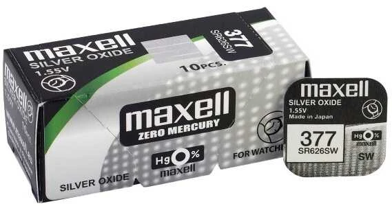 Baterija Maxell 377 (SR626SW, 1.55 V, 40 mAh), 1 vnt.