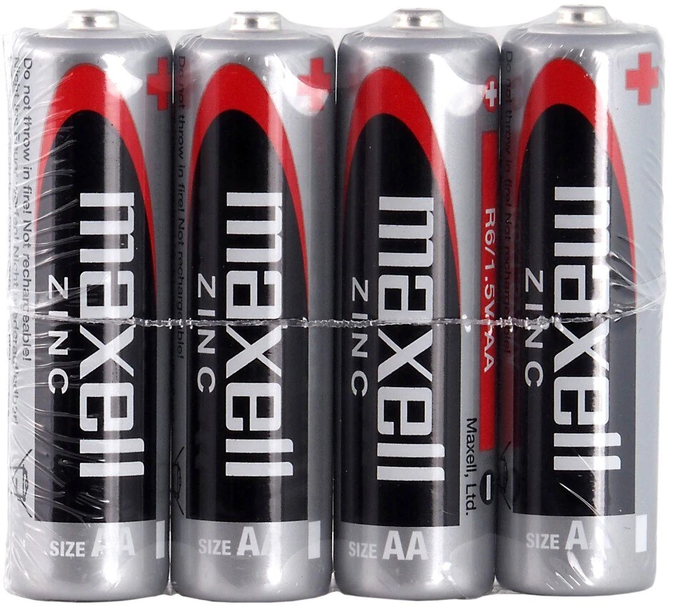 Baterija - Maxell R6 4TAC 1.5V Cinko-Anglies Elementai Laikrodžiams Radijams Kalkuliatoriams Nuotolinio Valdymo Pultams Juoda