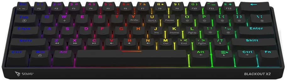 SAVIO BLACKOUT X2 mechaninė klaviatūra OUTEMU Peach tyli, karšto keitimo