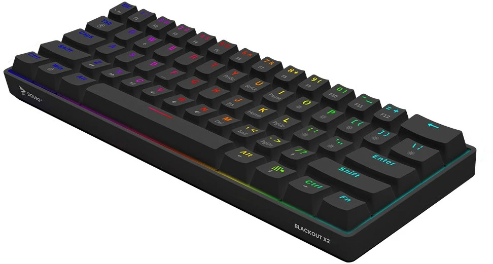 SAVIO BLACKOUT X2 mechaninė klaviatūra OUTEMU Peach tyli, karšto keitimo