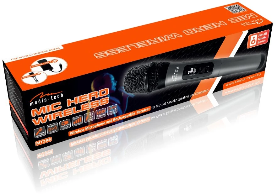 Nezatříděno Media tech Belaidis mikrofonas garsiakalbiams Karaoke MIC HERO WIRELESS MT398.