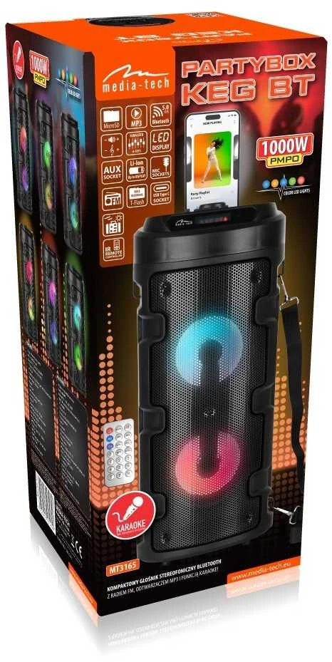 Nešiojama kolonėlė Media-Tech PARTYBOX KEG BT MT3165, 30W RMS, Bluetooth, Karaoke, USB, MicroSD, FM Radijas, AUX, su distanciniu pultu