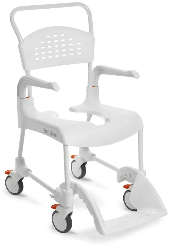 Medpunkt ETAC Clean neįgaliojo vežimėlis 49 cm / 2 stabdžiai su tualeto funkcija Baltas