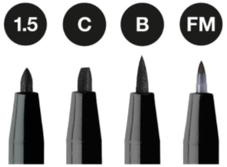 Rašikliai piešimui Faber-Castell Pitt Artist Pen #199, 4vnt (1.5, C, B, FM)