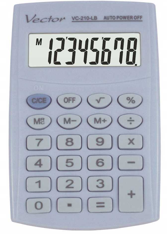Men's Vector Vector KAV VC-210 LB pocket skaičiuotuvas, 8 digits, 64x98.5 mm, light mėlynas