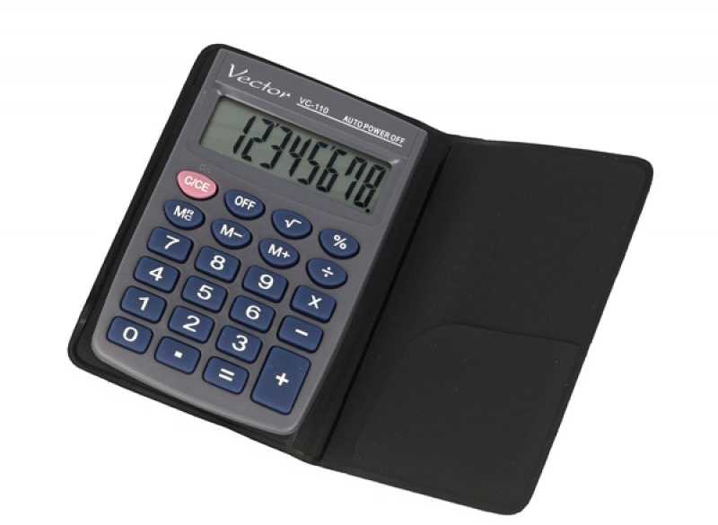 Men's Vector Vector KAV VC-110III pocket skaičiuotuvas, 8 digits, 58 x 88 mm, pilkas