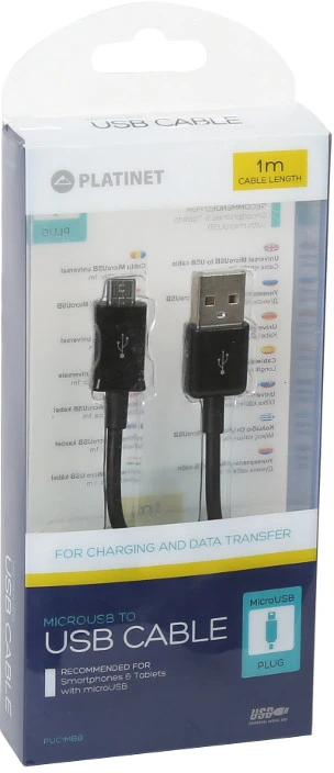Micro USB Laidas - Platinet 1 m Micro USB Laidas, Juodas