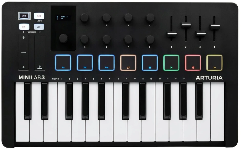 Arturia MiniLab 3 - MIDI control keyboard, juodas