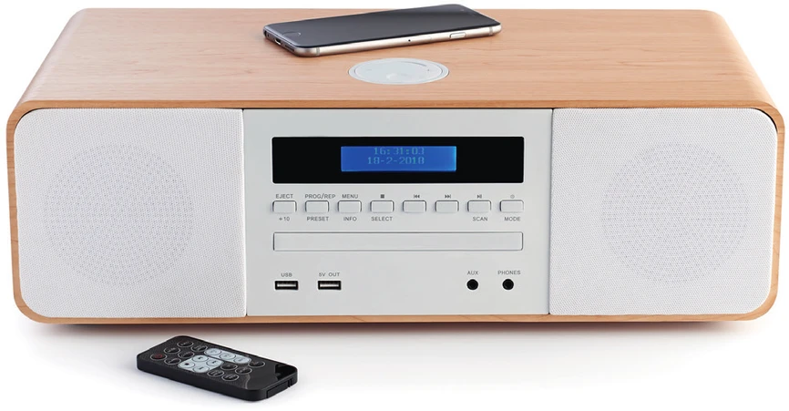 Mikro Hi-Fi Sistema - Thomson MIC201IBT Balta 50 W FM CD USB Bluetooth Qi Įkroviklis EQ Nuotolinio Valdymo Pultas