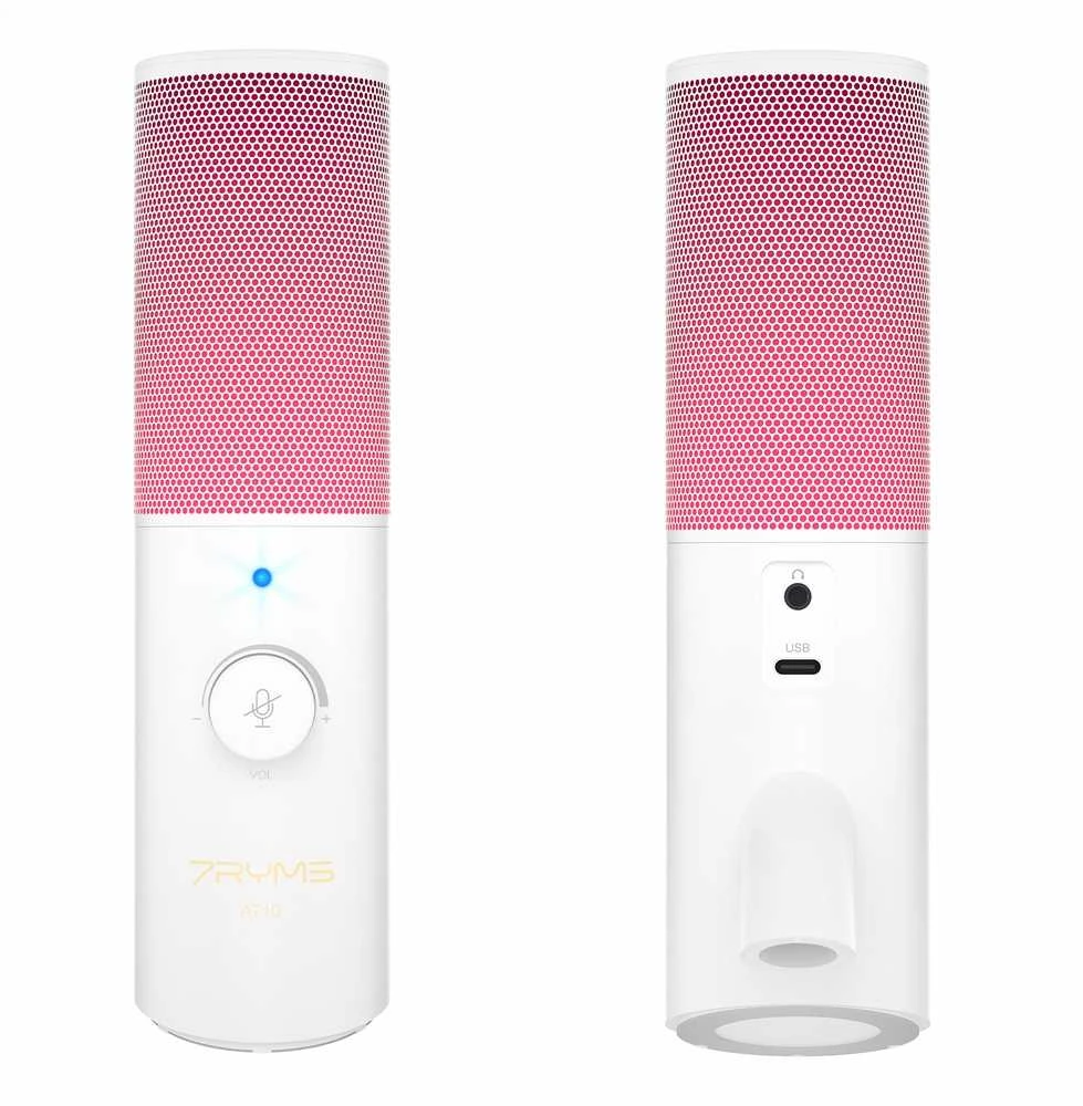Mikrofonas - 7Ryms SR-AT10 USB-C USB-A Kondensatorinis Cable Release su RGB Balta