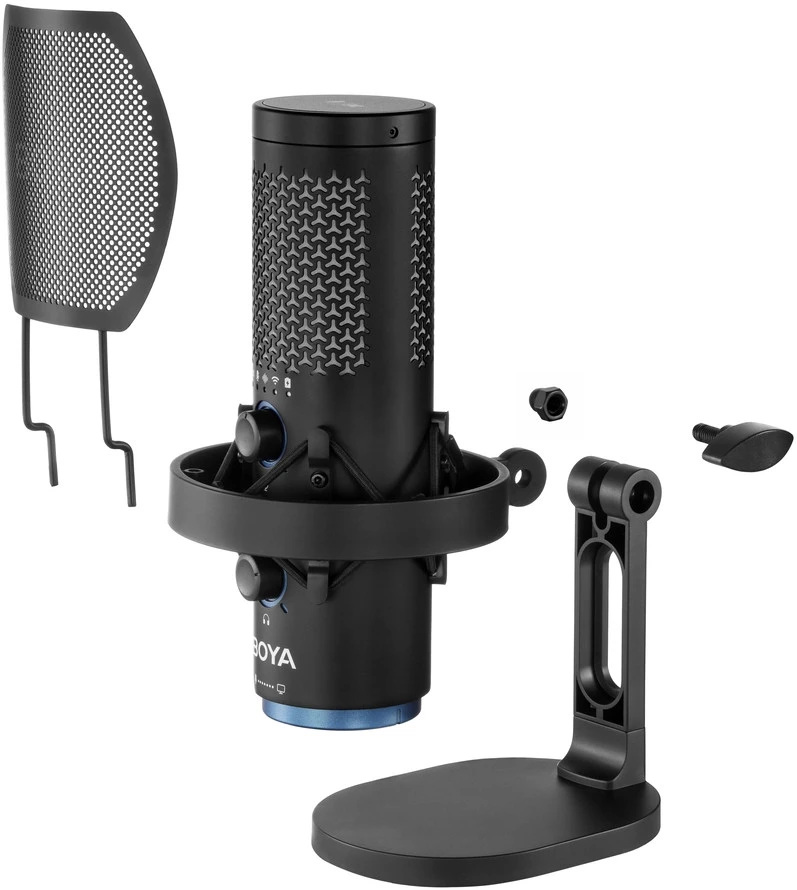 Mikrofonas - Boya K5 USB 48 kHz 24 bitų Kardioidinis RGB Juodas