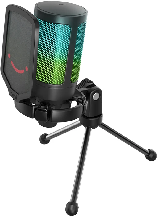FIFINE A6V kardioidinis laidinis mikrofonas (juodas) su RGB | USB
