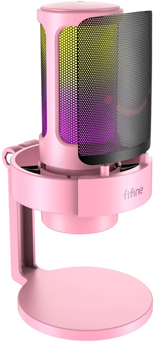 Fifine A8P kondensatorinis mikrofonas su stovu, rožinės spalvos