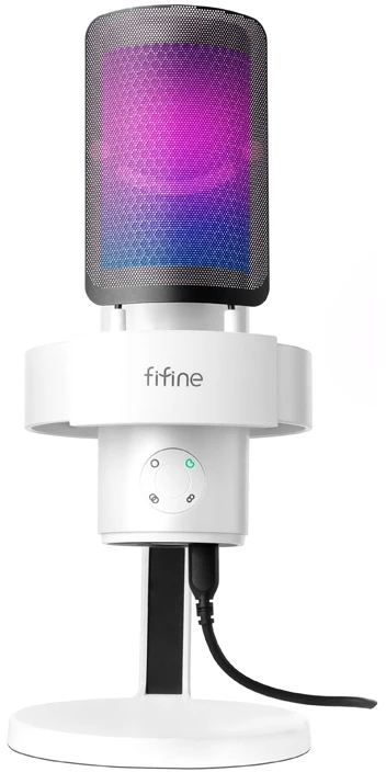 Fifine A9W studio mikrofonas with stand baltos spalvos