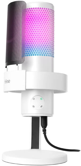 Fifine A9W studio mikrofonas with stand baltos spalvos