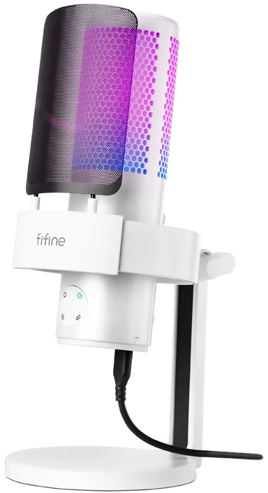 Fifine A9W studio mikrofonas with stand baltos spalvos