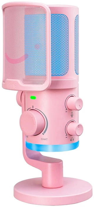 Mikrofonas - Fifine AM6 USB kondensatorinis kardioidinis RGB rožinis