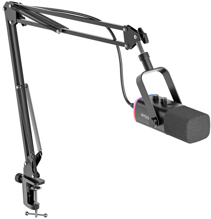 Fifine AM8T gaming microphone with boom arm juodos spalvos