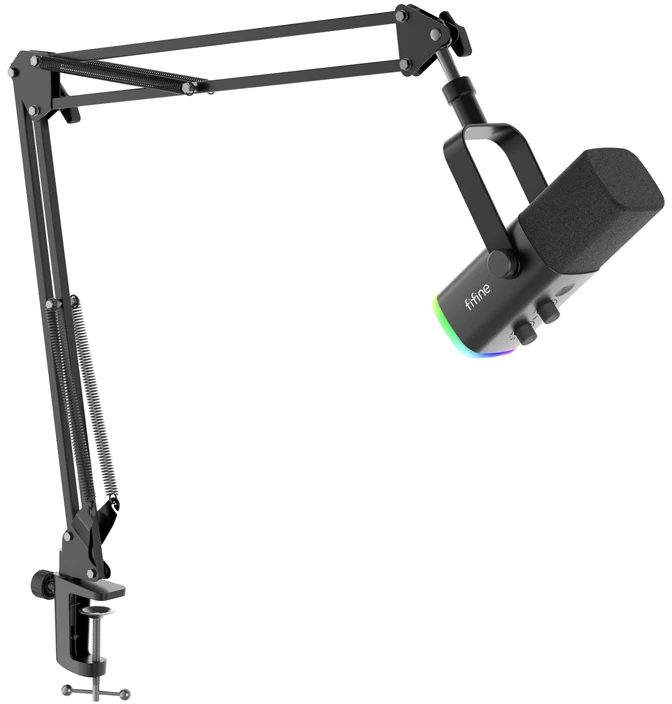 Fifine AM8T gaming microphone with boom arm juodos spalvos