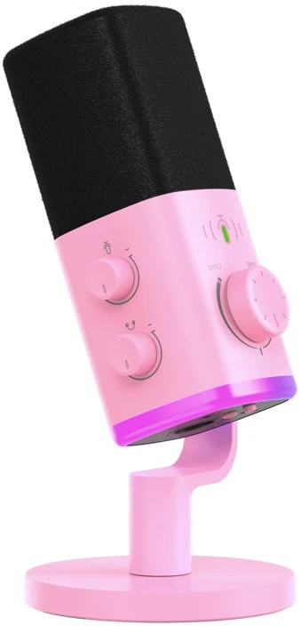 Mikrofonas - Fifine AM9 RGB USB-C XLR žaidimams ir transliacijoms, rožinis