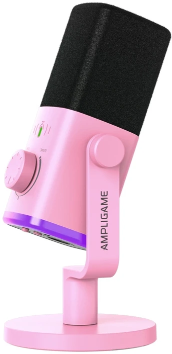 Mikrofonas - Fifine AM9 RGB USB-C XLR žaidimams ir transliacijoms, rožinis