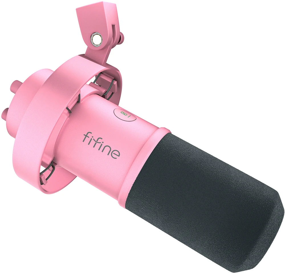 Mikrofonas - Fifine K688P Dinaminis USB-C/XLR, Kardioidinis, Realaus Laiko Stebėjimas, Rožinė
