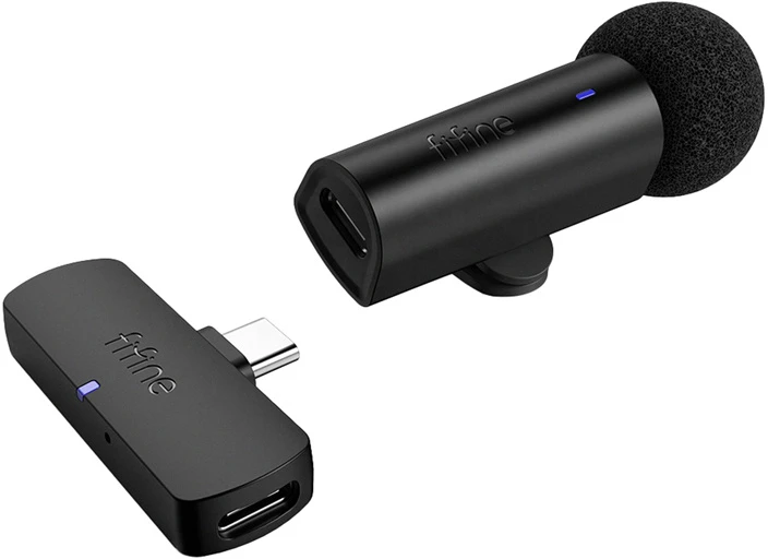 Fifine M6 USB-C belaidis prisegamas mikrofonas, juodos spalvos