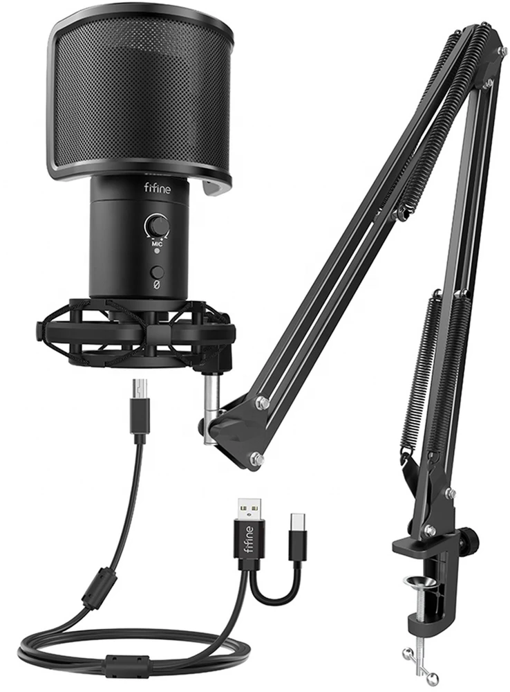 Fifine Technology FIFINE T683 Juodas (Juodas) Kondensatorinio Mikrofono Komplektas